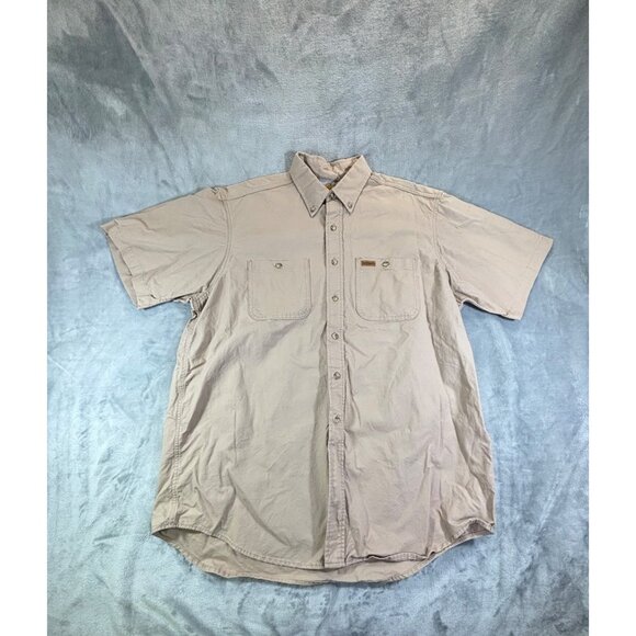 Cathartt shirt men's Large tan button down shirt with pocket - Picture 5 of 13